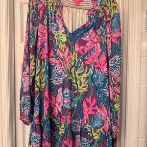 Lilly Floral Dress in Pink, Purple and Blue